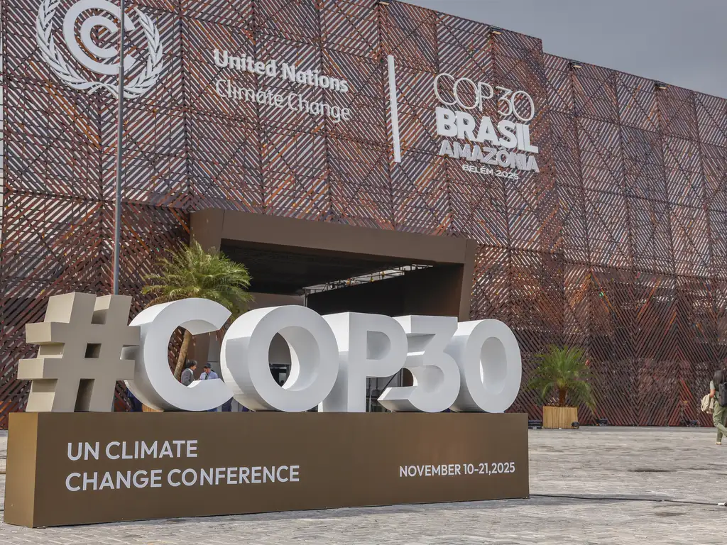 Entrada de um dos galpões da COP30. Foto: Tânia Rêgo/Agência Brasil