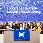Executivos da B3 e convidados participam de Toque de Campainha pela Equidade de Gênero. Foto: Patrícia Alves/B3