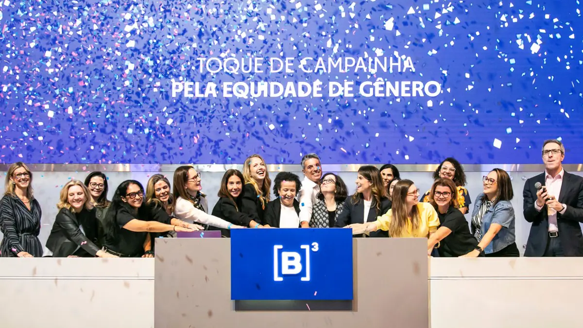 Executivos da B3 e convidados participam de Toque de Campainha pela Equidade de Gênero. Foto: Patrícia Alves/B3
