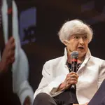 Janet Yellen, ex-secretária do Tesouro dos EUA e ex-presidente do Fed, em palestra na Expert XP 2026. Foto: Paulo Bareta/Expert XP 2026